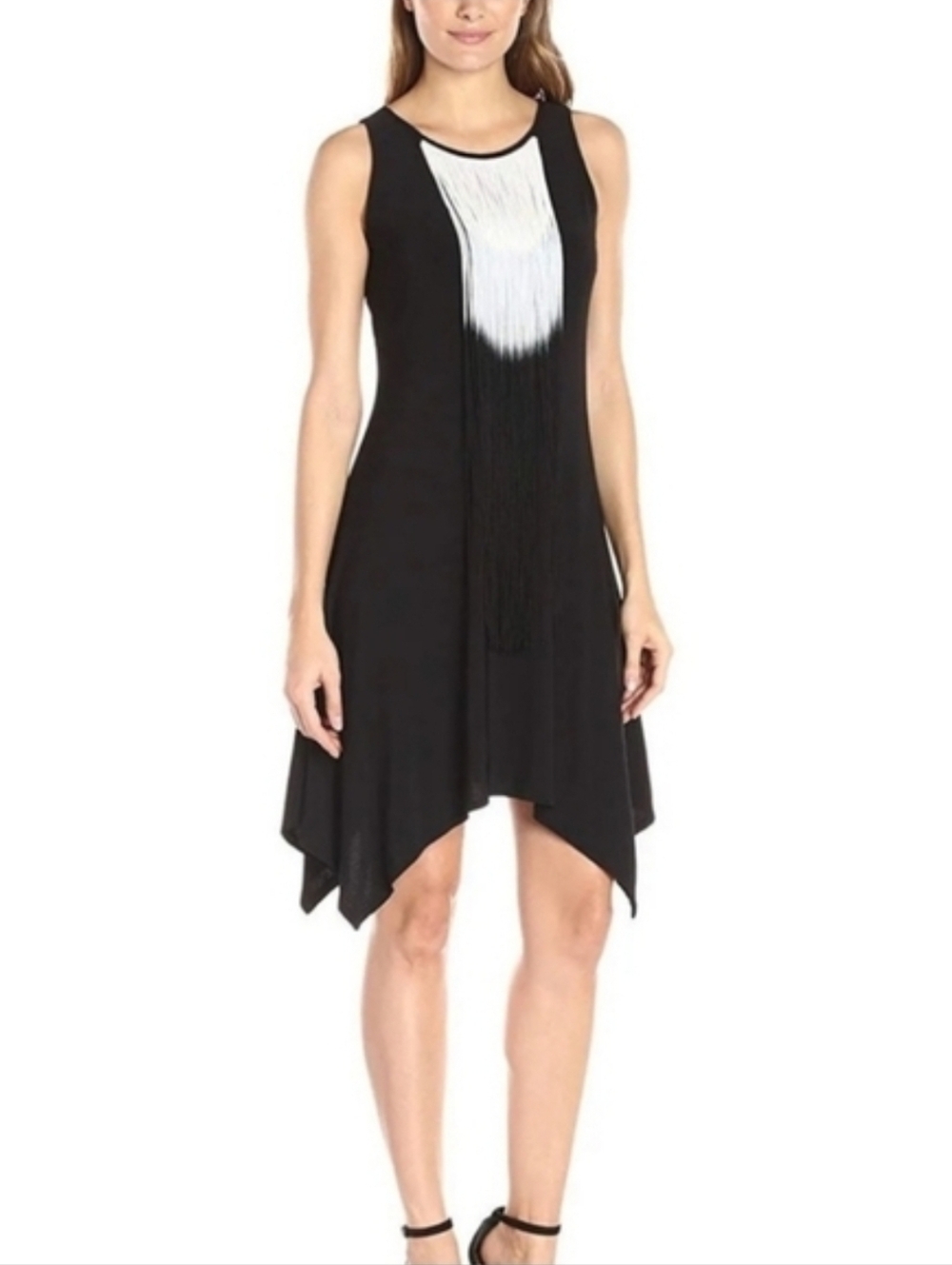 Ronni Nicole Dress Sleeveless Fringed Panel Black Size 6 - Picture 14 of 15